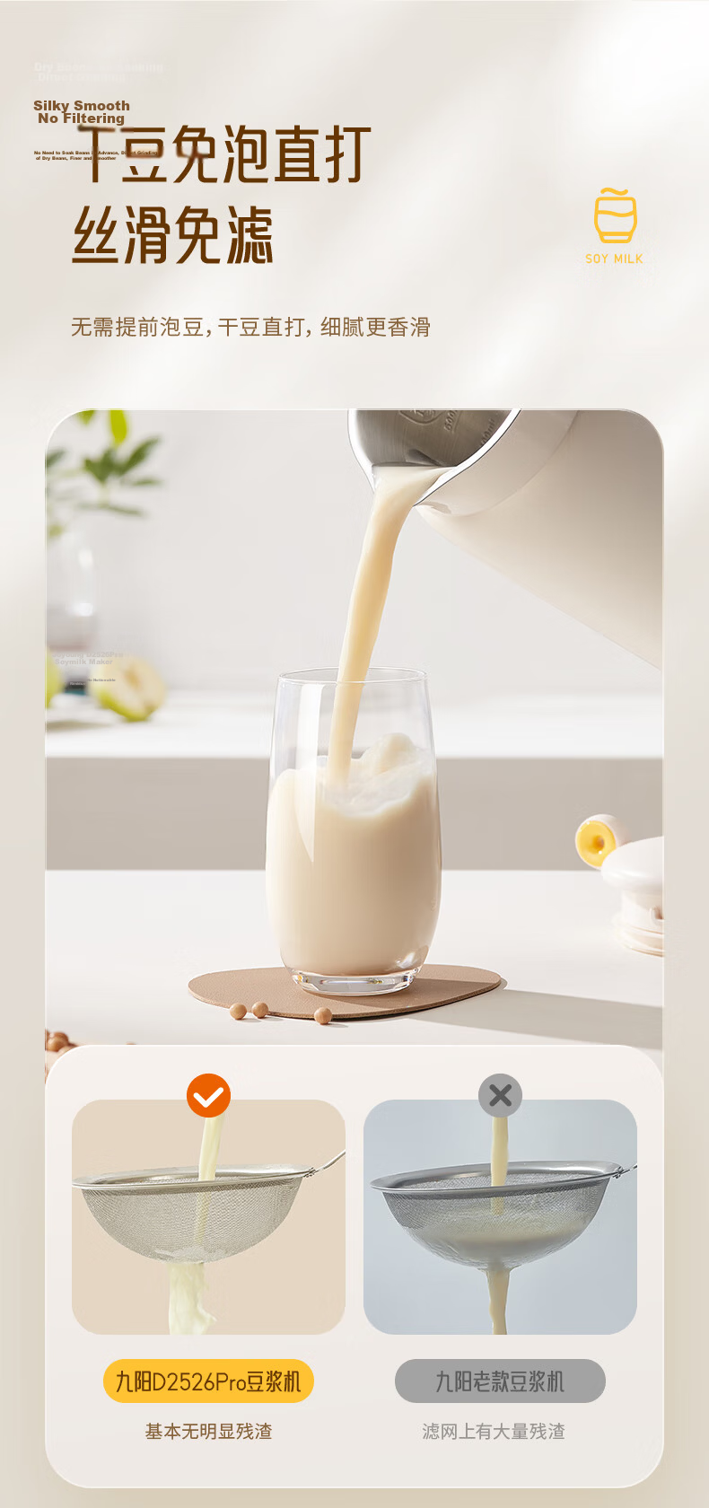 Joyoung Soy Milk Maker 0.6L Compact Capacity 316L Stainless Steel Blender Small Household Multifunctional Smooth No-Cook No-Filter Juicer D2526Pro 3