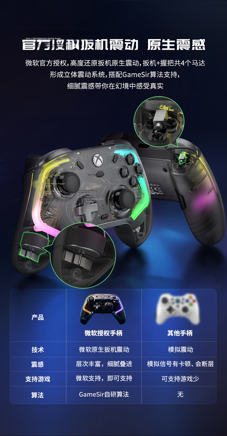 GAMESIR Yingwuzhe Gold Edition Microsoft Authorized Xbox Game Controller with Mechanical Buttons, Wired Hall Effect Joystick for PC, Steam Multiplayer, Black Myth: Wukong Hall Trigger 8
