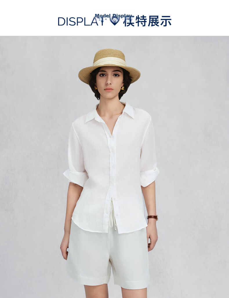 GANT Yuanye Shirt Spring Summer Women's Long Sleeve Vintage Pure Linen Shirt 455-Blue S 3