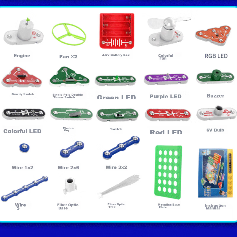 BULUQI Electronic Building Blocks, Children's Toy for Boys Aged 8-12, Elementary School Students' Science Experiment Kit, Birthday Gift for Boys 11