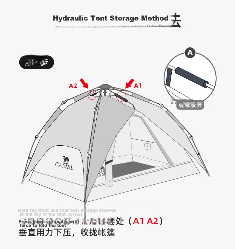 CAMEL Outdoor Black Gel Sun Protection Tent, Fully Automatic Portable Folding Thickened Rainproof Camping Equipment, A1S3NA111-3 21