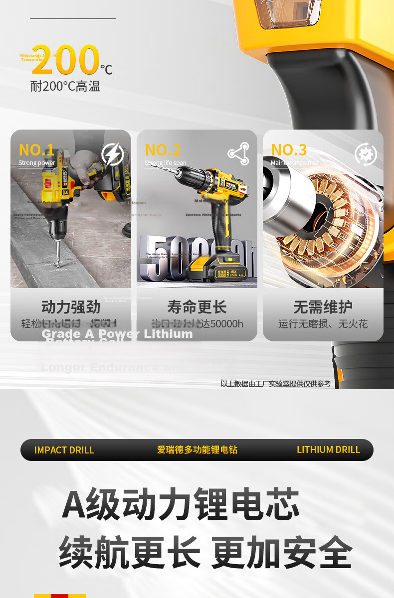 Aired Lithium Battery Cordless Electric Drill Household Rechargeable Multi-Function Wall Drilling Electric Screwdriver Power Tool 13