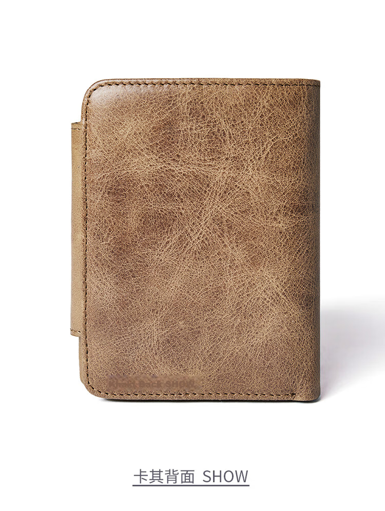 BOSTANTEN Men's Wallet, Short Style, Top-Grain Leather, Student Foldable Multi-Card Holder, Korean-Style Clutch Wallet for Me 17