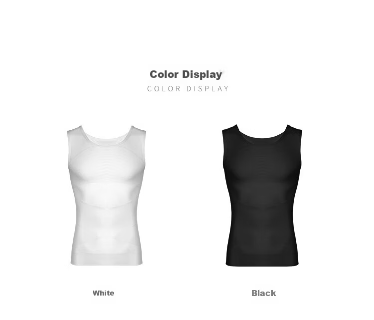 LangSha Men's Slimming Vest Waist Shaping Body Shaper Breathable Mesh Compression Chest Binder Fitness Tummy Control 10