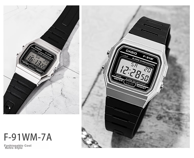 CASIO F-91WB-2A1 Retro Unisex Digital Watch Vintage Small Square Student Watch 15