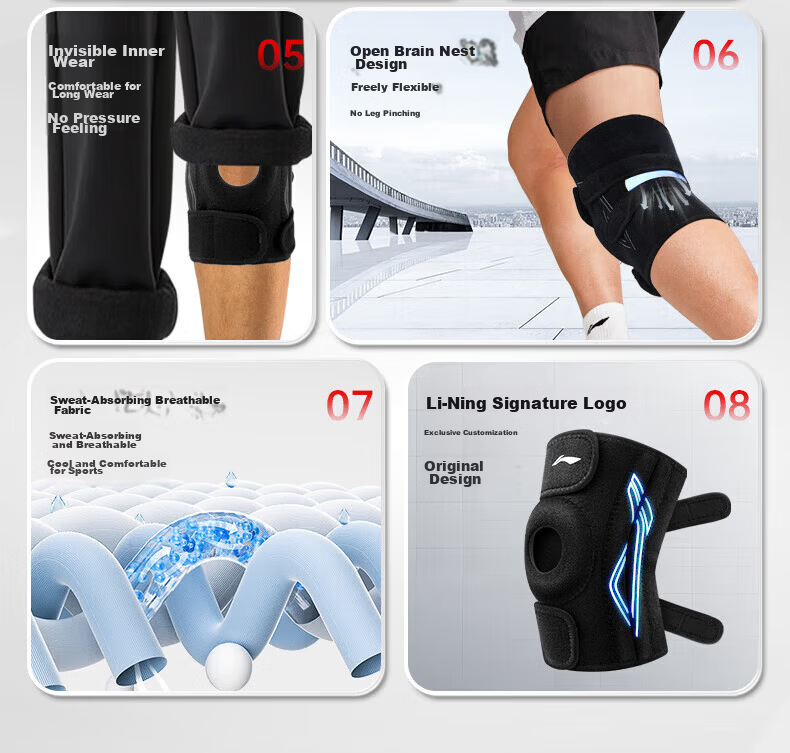 Li-Ning Knee Brace for Meniscus Injury, Sports Synovitis, Joint Ligament Effusion, Specialized Patellar Support for Hiking, Basketball, Badminton, And Running 1