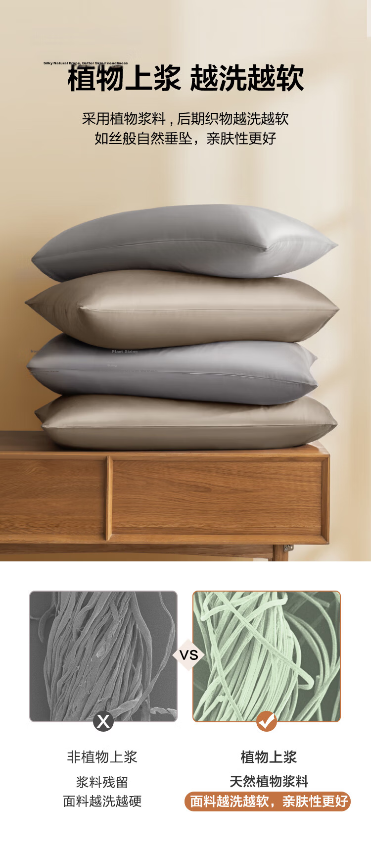 JD Original 60-Count Long-Staple Cotton Luxury Satin Pillowcase, 100% Pure Cotton Pillowcase, 48x74cm, Set of Two, Grayish Blue 13