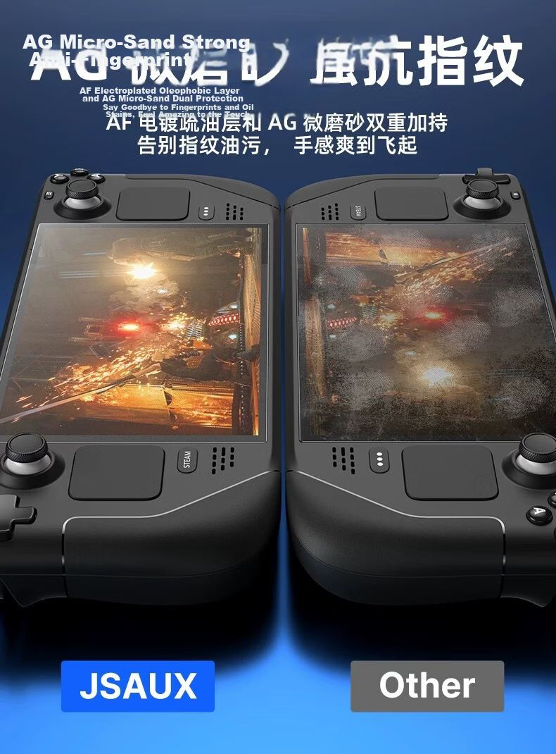 JSAUX Few Shuo Compatible with Steam Deck OLED Tempered Glass Screen Protector, High Definition, Highly Transparent, Anti-Fingerprint, Steam Deck Protective Film, 2-Pack, Handheld Game Accessory, Screen Protector Application Tool, Ultra-Thin Full Scree 6