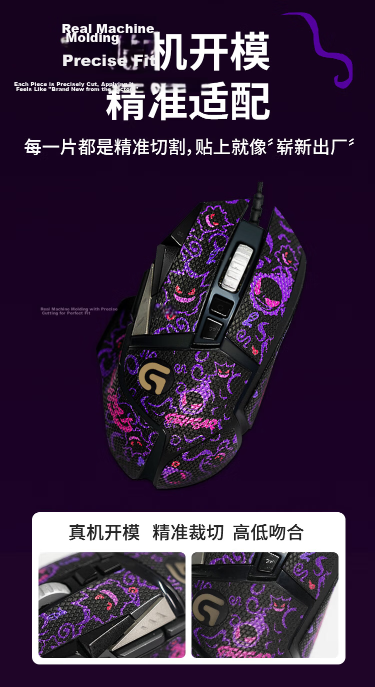 Huoxi Anti-Slip Stickers for Logitech G502Hero Wired And Wireless, G502 Dedicated Anti-Slip Stickers, Sweat-Absorbing Side Stickers for Han's Hand, Fully Enclosed Wear-Resistant Anti-Scratch Stickers, Black Gengui 4