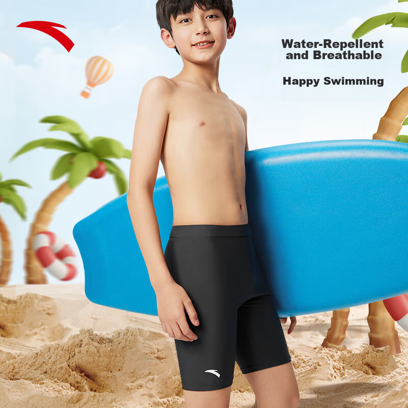 ANTA Kids Boys Youth Professional Training Swim Trunks Breathable Quick-Dry Sports Shorts Swimwear
