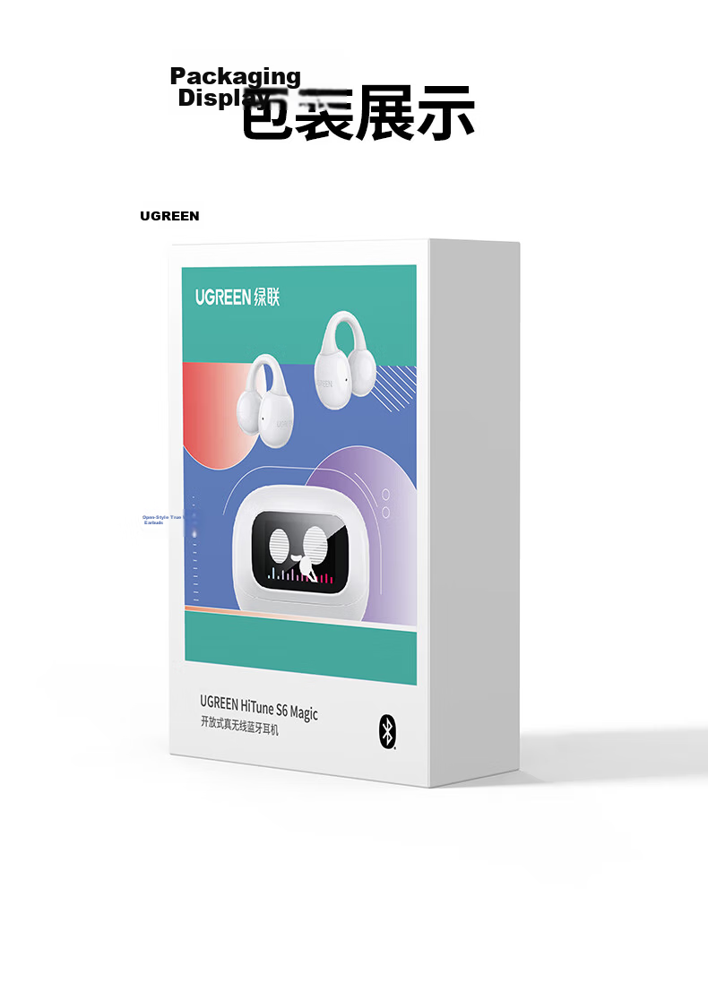 UGREEN Bluetooth Earphones H6 Magic Semi-In-Ear Adaptive Noise Cancelling Smart Touch Screen Wireless Sports Running Gaming Earbuds Compatible with Apple Huawei Xiaomi Gift 36