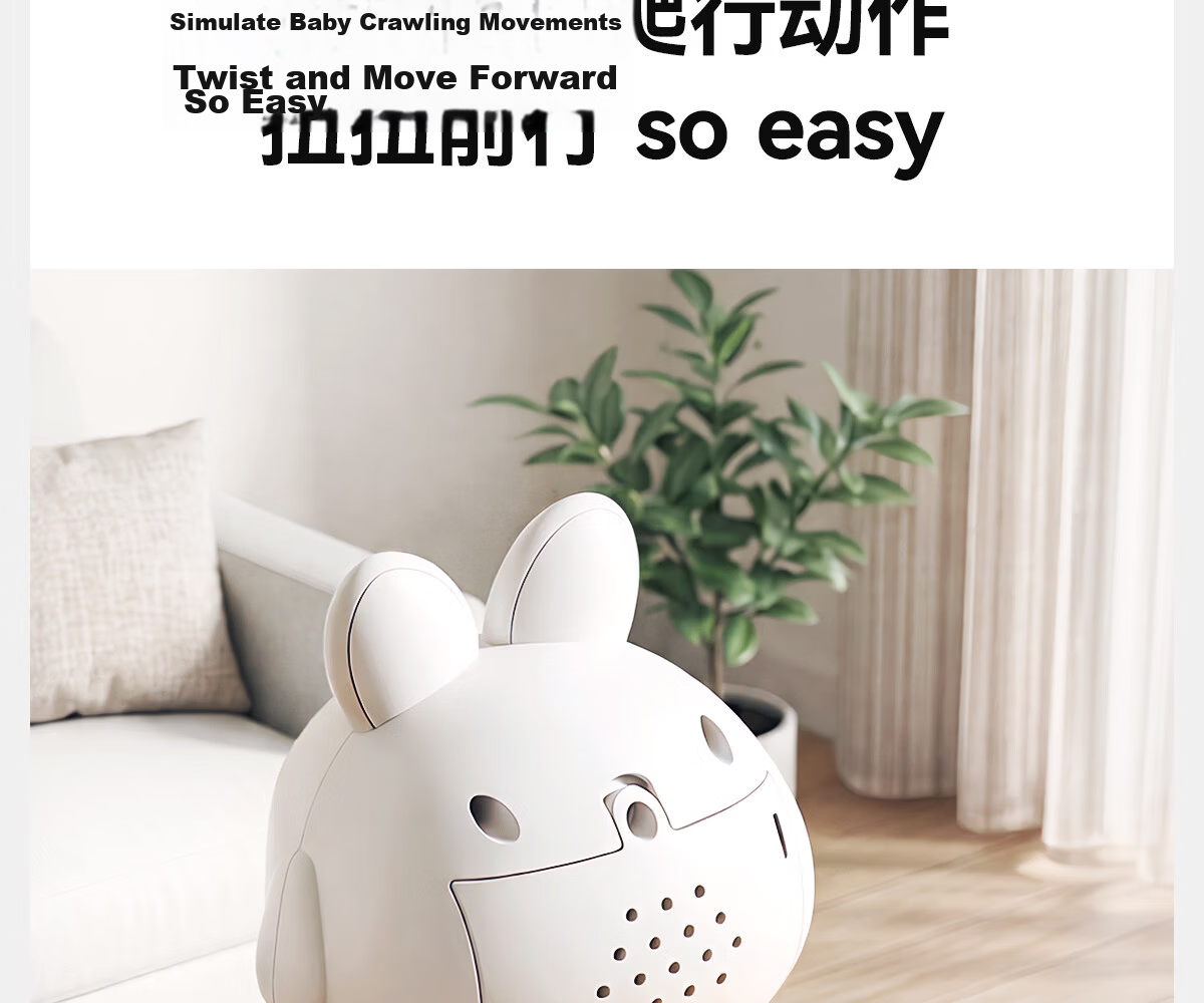 Dimoarch Baby Electric Crawling Toy, Fun Infant Learning to Crawl Early Education Enlightenment Crawling, Newborn Head-Lifting Training Rabbit Pink 9