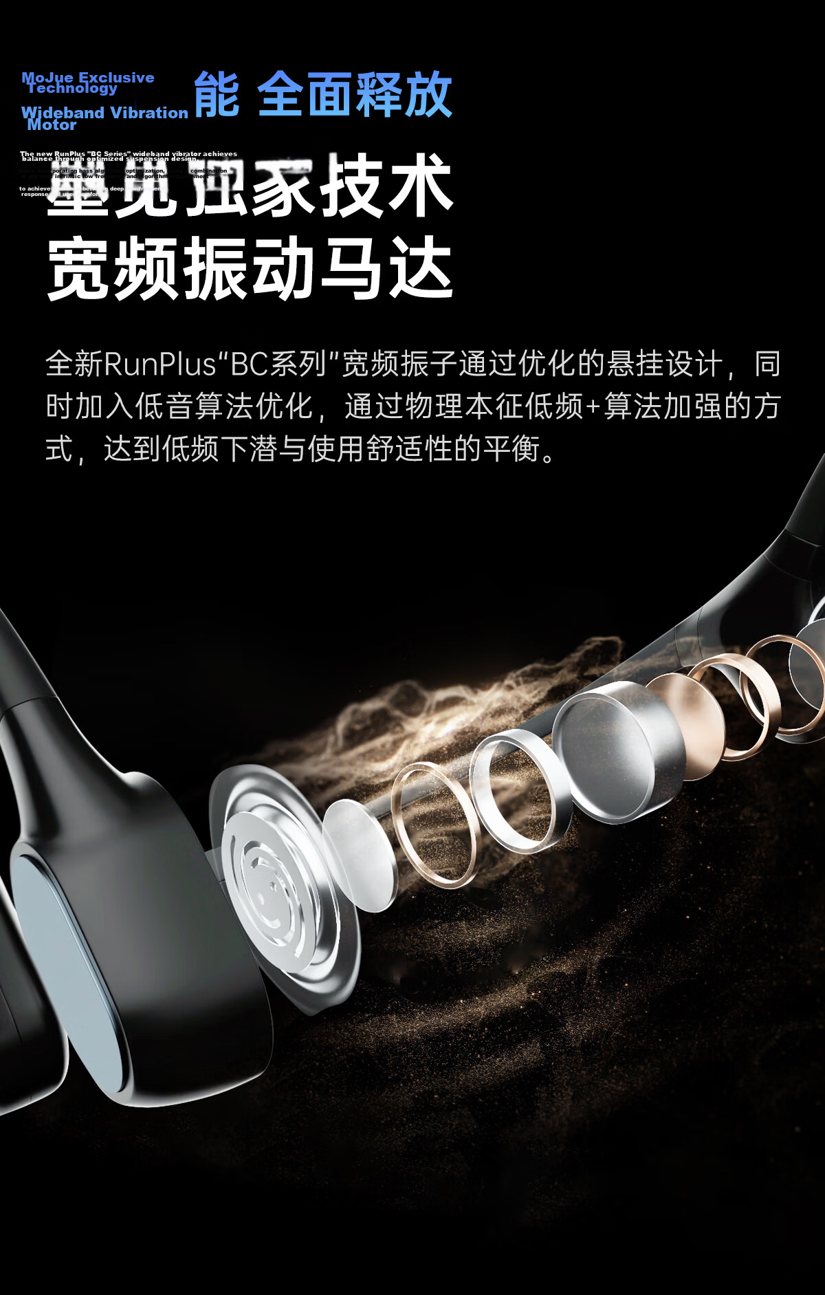 MOJAWA Run Plus New Bone Conduction Bluetooth Earphones Open-Ear Waterproof Noise-Cancelling Swimming Triathlon Cycling Compatible with Apple Huawei Moonbow Black 8