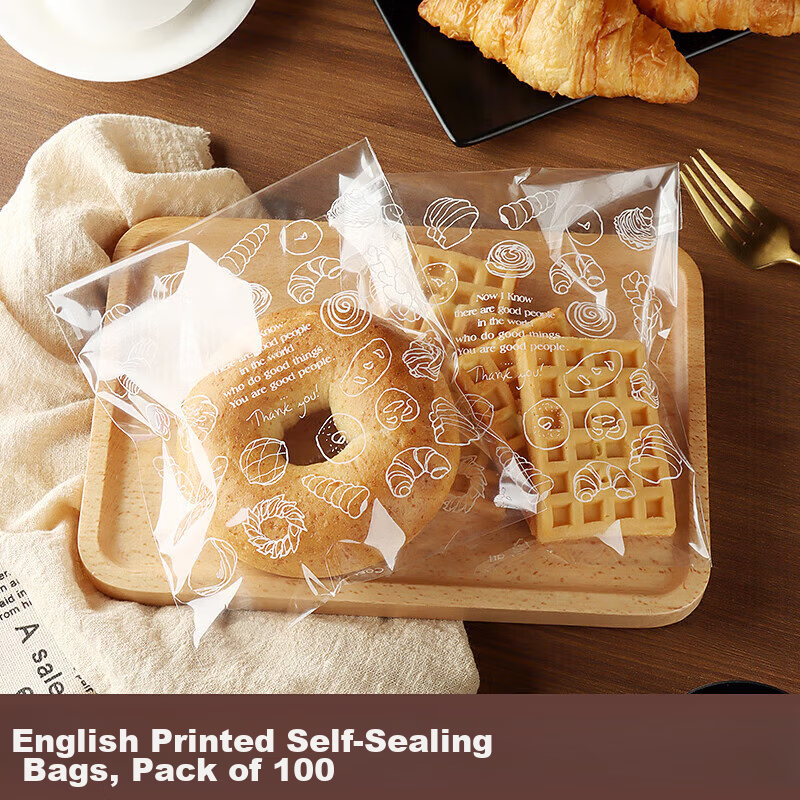 Baijie Baking European Bread Packaging Bag Bagel Donut Resealable Bag Cake Sliced Toast Red Bean Pineapple Bun Camping
