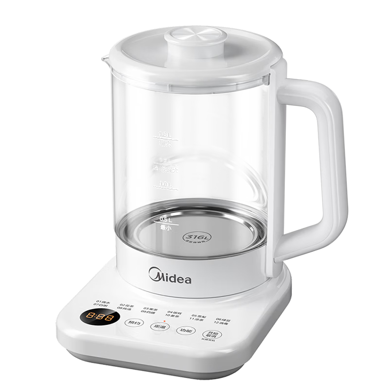 Midea 1.5L Electric Health Kettle Automatic 316L Stainless Steel Tea Kettle Milk Warmer Temperature Control YS15PY2-316
