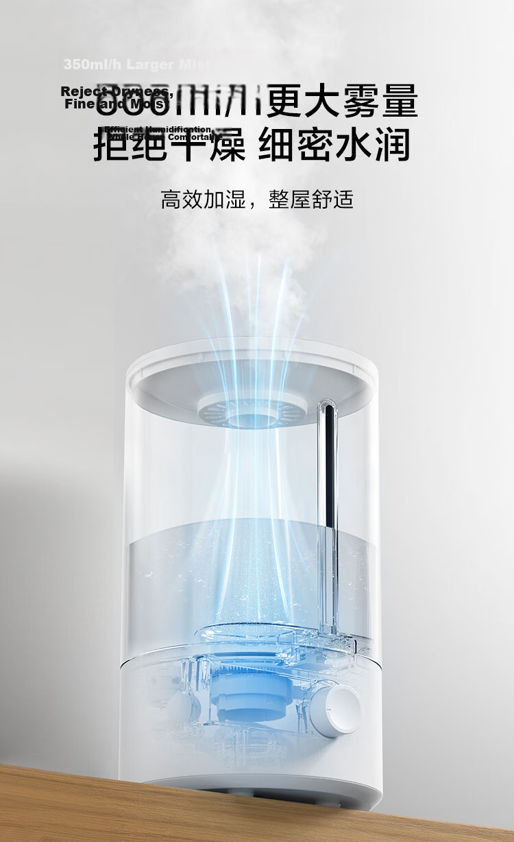 JD Jingzao Small Humidifier for Home Bedroom, Pregnancy and Infant Nasal Care, Quiet Antibacterial 4.5L Large Capacity Air Humidifier, Water Refill, Air Conditioner Fan Cooling Companion, Desktop Birt 6