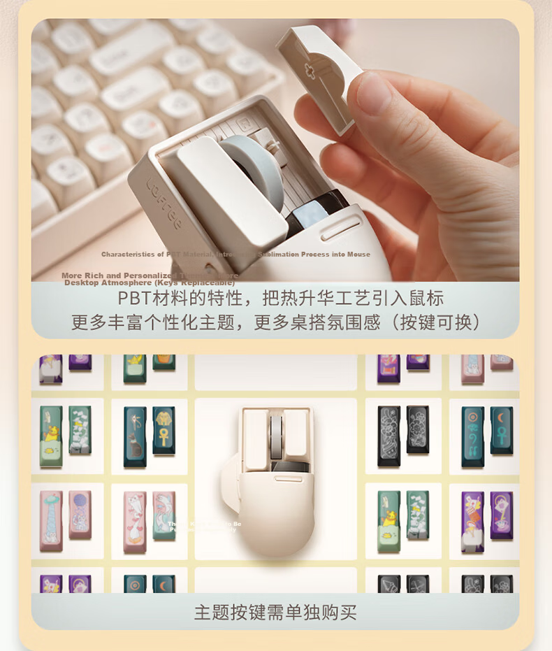 LOFREE Small Tilt Wireless Tri-Mode PBT Office Mouse OLED Display DPI Portable for Home and Office 6