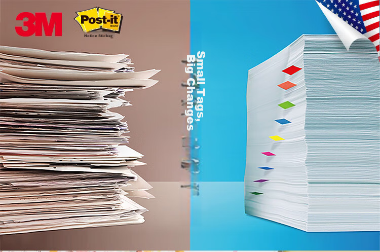 3M [Lowest Price Online] Sticky Notes, Memo Pads/Note Paper/Transparent Index Labels, Office Supplies, 683-6CF Pull-Out Labels (6 Colors) 1