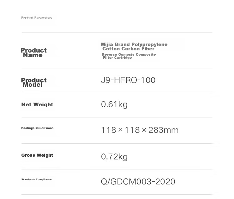 Mijia Xiaomi Water Purifier H Series 800G Reverse Osmosis Filter RO2, Efficient Tap Water Filtration, Imported Filter Material, Suitable for Xiaomi Water Purifier H1000G YM3013-800G 8