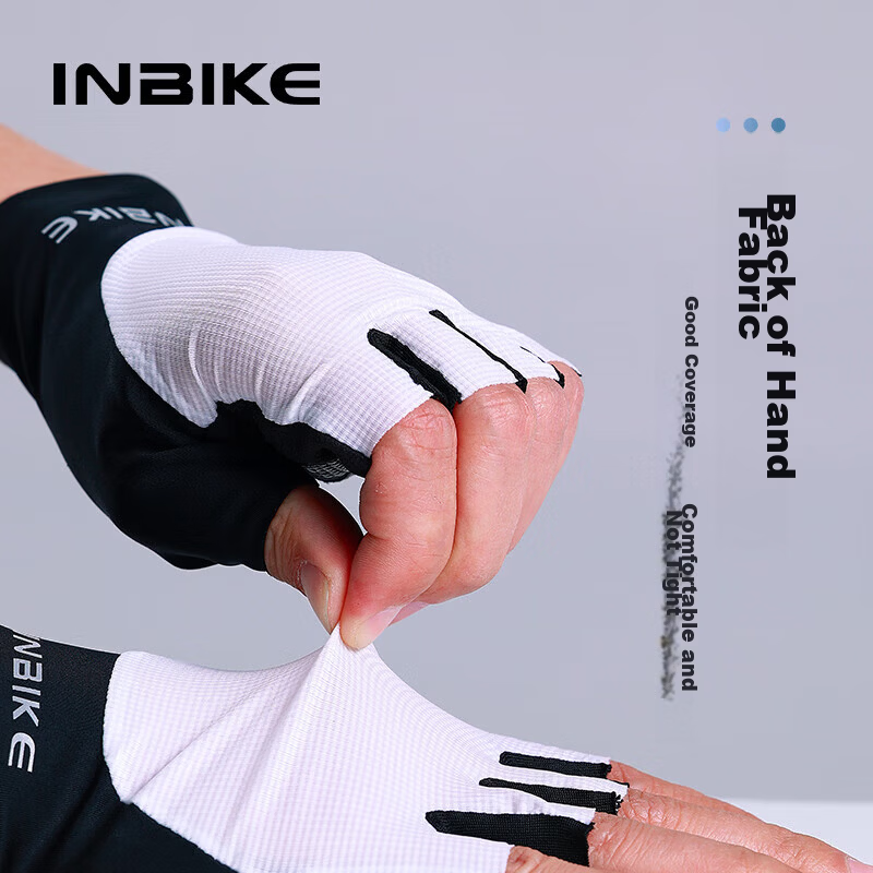 INBIKE Cycling Gloves Half Finger Unisex Spring Summer Mountain Road Bike Shock Absorption Breathable Gear Black White M