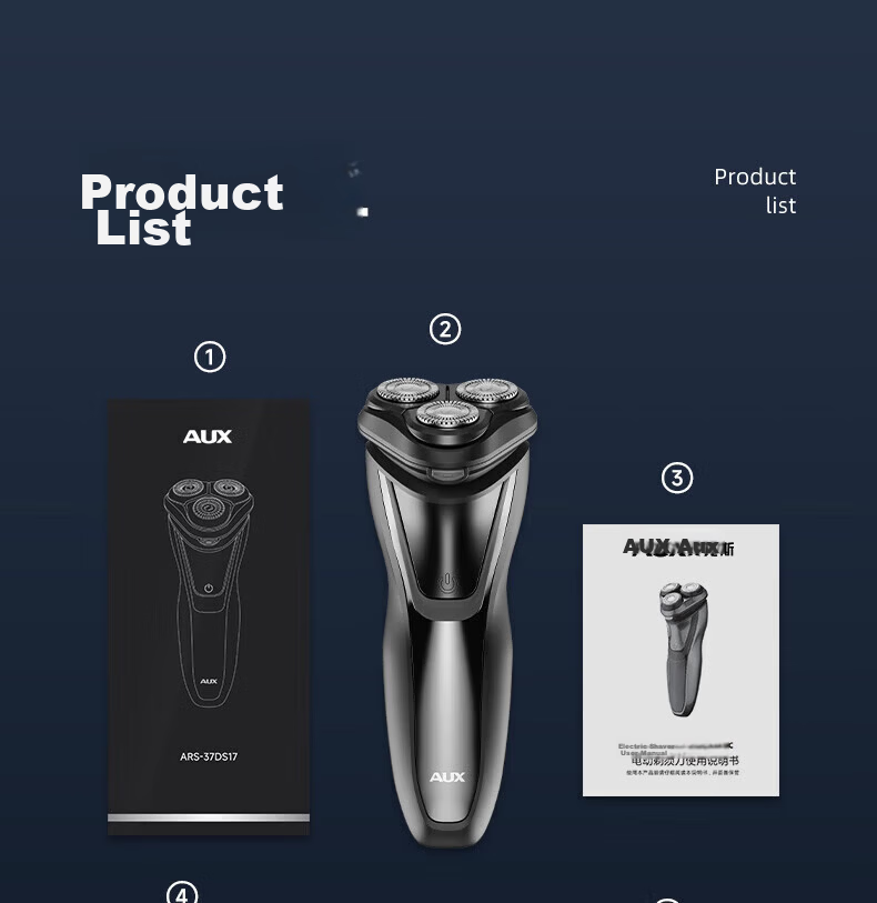 AUX Electric Rechargeable Portable Shaver 10W High Power Rotary 3-Blade Razor Gift for Boyfriend 31