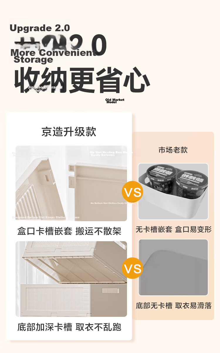 JD Original White Square Series Foldable Storage Box Large Capacity Closet Organizer Basket Underwear Storage Container Extra Large *3 2