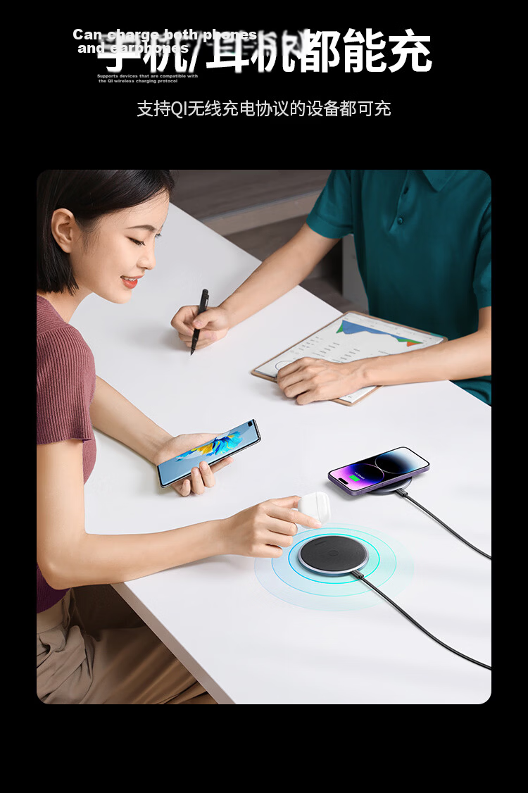 UGREEN Wireless Charger for Apple iPhone 17/16/15/14/13/12/X Pro Max, Huawei, Xiaomi, Samsung Android Phones and Earphones, 15W Charging Pad Dock 12