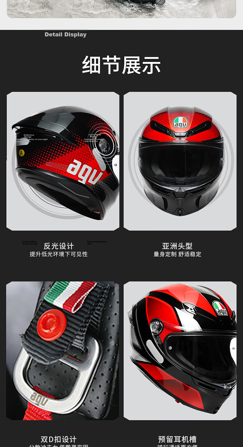 AGV Motorcycle Helmet K6S Carbon Aramid Fiber Large Rear Wing 3C Certified Touring Racing Matte Black XXL (62-63) 6