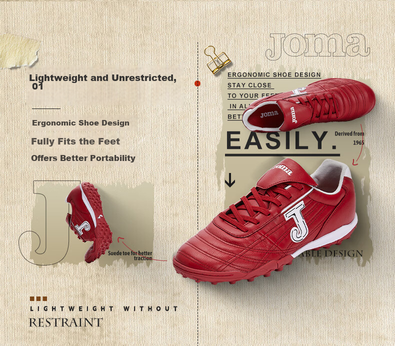 JOMA Kangaroo Leather Soccer Shoes for Adults, Children, Teenagers And Students TF Turf Cleats for Football Matches And Training Shoes Wine Red 43.5 3