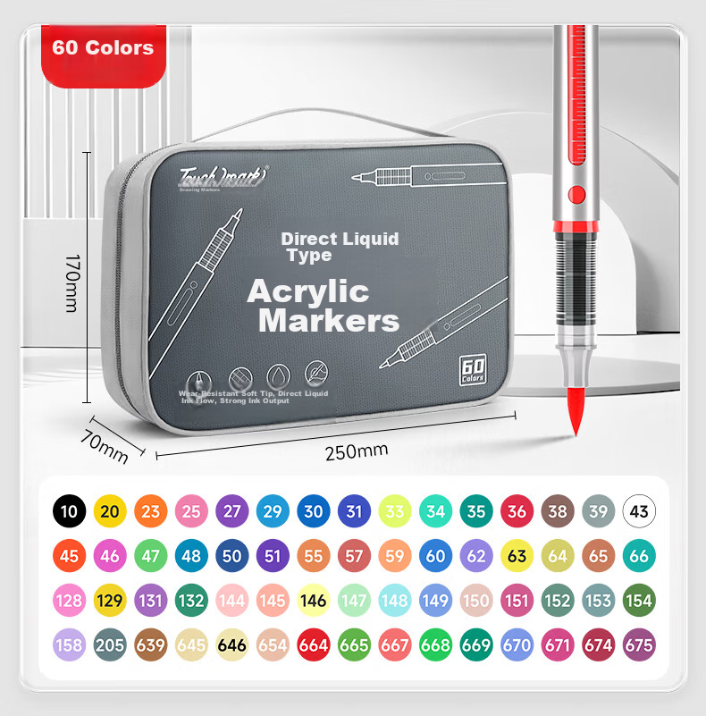 Touch Mark Taichi 36-Color Direct Liquid Soft Tip Acrylic Markers Large Capacity Watercolor Pens with Fabric Bag Layered Opaque Colors Student Kids Birthday Gift for Boys and Girls 23