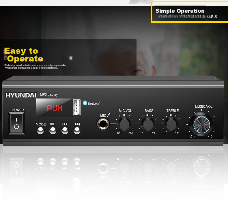 HYUNDAI 100W Bluetooth Constant Voltage Amplifier High Power Public Broadcasting Amplifier Ceiling Speaker Wall-mounted Speaker Ceiling-mounted Home Theater System SU-901 8
