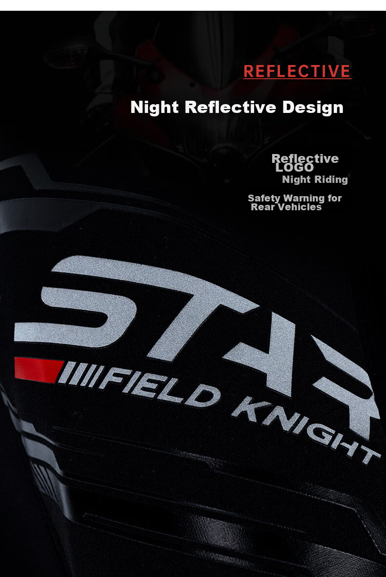 STAR FIELD KNIGHT Motorcycle Riding Knee Guards Four-Season Anti-Fall Wear-Resistant CE Certified Biker Gear Black Size M 8