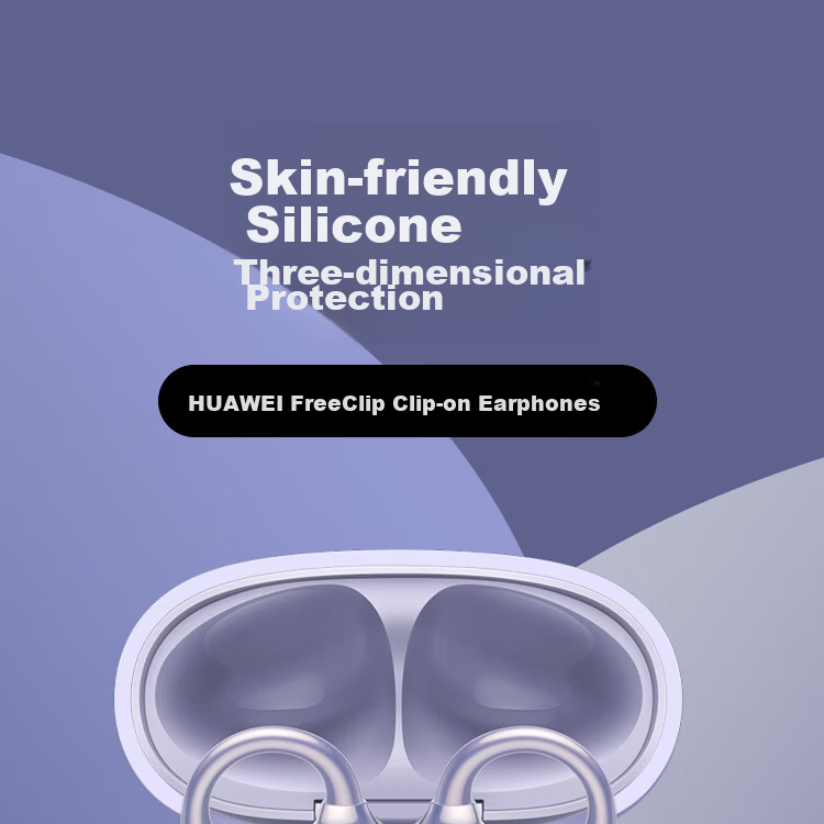 ESCASE Protective Case for Huawei FreeClip Bluetooth Earphones with Ear Clip, Liquid Silicone Soft Shell Full Coverage Anti-drop Ultra-thin Protective Case Purple 2