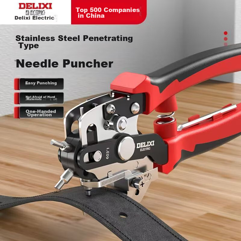 DELIXI ELECTRIC Belt Hole Puncher Household Pliers Round Hole Punch Tool for Belts Bags and Watch Straps
