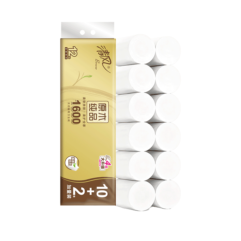 APP Coreless Toilet Paper, Natural Wood Gold Edition, 4-Ply, 133g*12 Rolls, Bathroom Tissue Paper, S-Size Toilet Paper, Single Pack