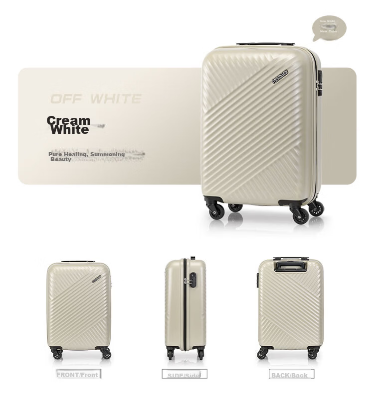 AMERICAN TOURISTER Luggage, 24-Inch Trolley Suitcase, Large Capacity, Student Travel Case, Stylish Password Lock, TV7 White 9