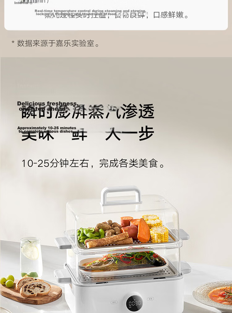 Mijia Xiaomi Smart Multifunctional Electric Steamer Cooker Egg Boiler Household Multi-Purpose All-in-One Machine Steamed Fish Buns Grains Food-Grade Material Double-Layer Large Capacity 12L 5