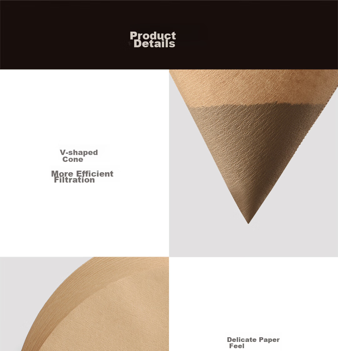 CLITON Fan-Shaped Coffee Filter Paper, Drip Coffee Pour-Over Filter, Cup Filter Paper for 2-4 Servings, 100 Sheets 11