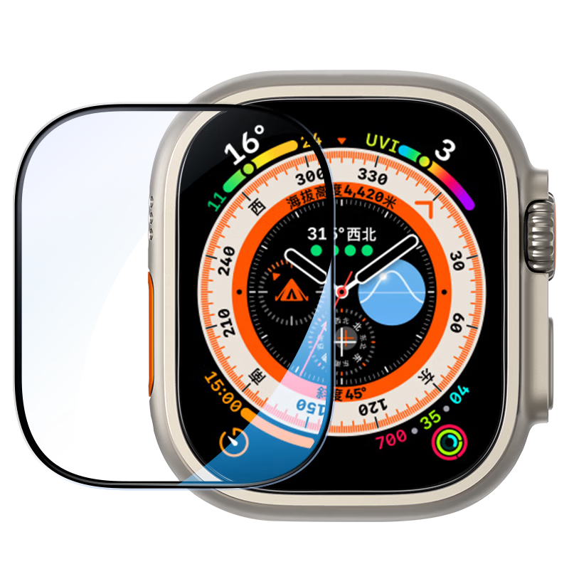 UGREEN [Touch Sensitive] Tempered Glass Screen Protector for Apple Watch Ultra 3/2/1 49mm Full Coverage with Locator 2-Pack
