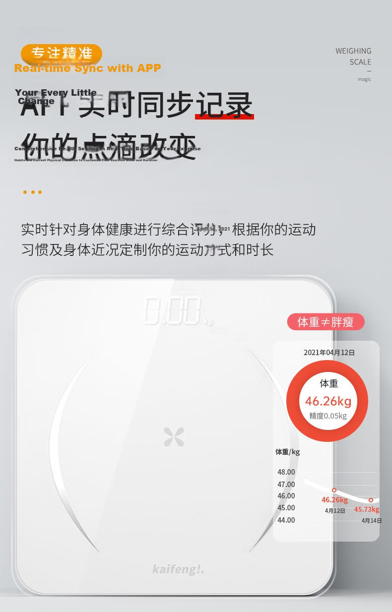Weizhixiang Digital Body Weight Scale Home Precision Electronic Scale Health Scale Weight Loss Adult Body Fat Scale Body Composition Analyzer 5