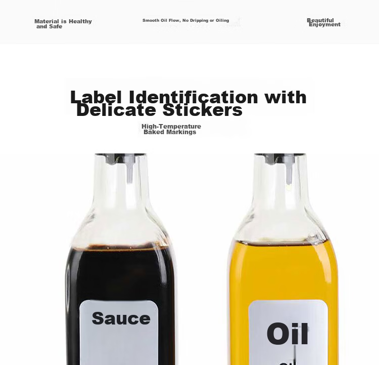 Baijie Glass Oil Bottle Set 500ml*2 Dustproof Leakproof Kitchen Condiment Soy Sauce Oil Dispenser Bottles 4