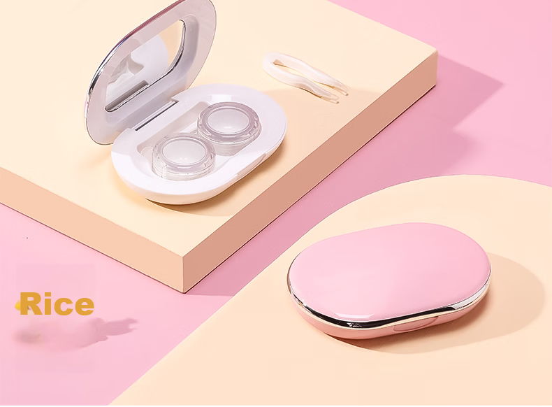 Etravel Invisible Contact Lens Case Minimalist Mini Magnetic Storage Box Dual Companion Storage Box Girl Pink 10