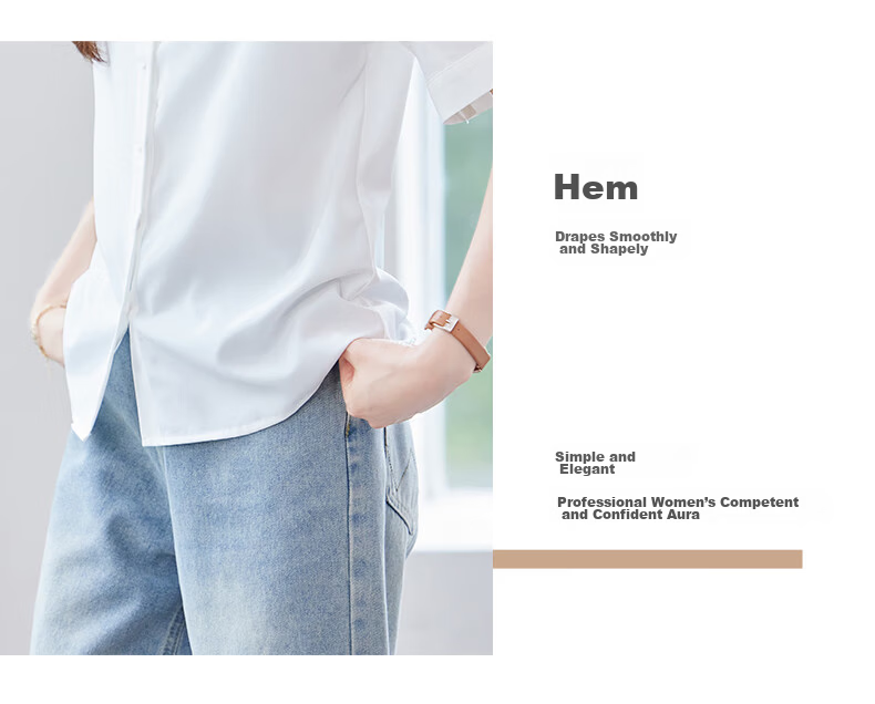 Jeanswest Women's Shirt 2026 Summer Fashion Elegant Commuter Short Sleeve Casual Versatile Top White L 6