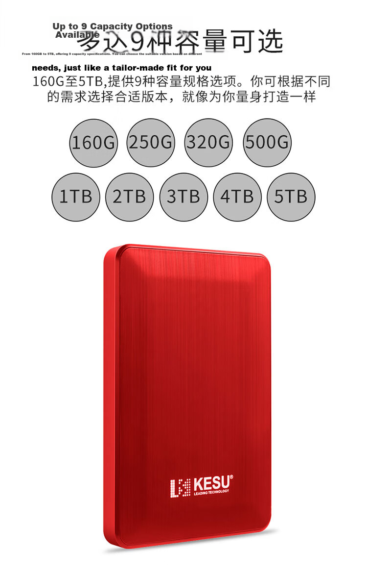 KESU 1TB Portable Hard Drive with Security Encryption, USB3.0, for Laptop And Phone Connection, Mechanical Hard Drive, 2.5-Inch, External Home Storage And Office Use 5