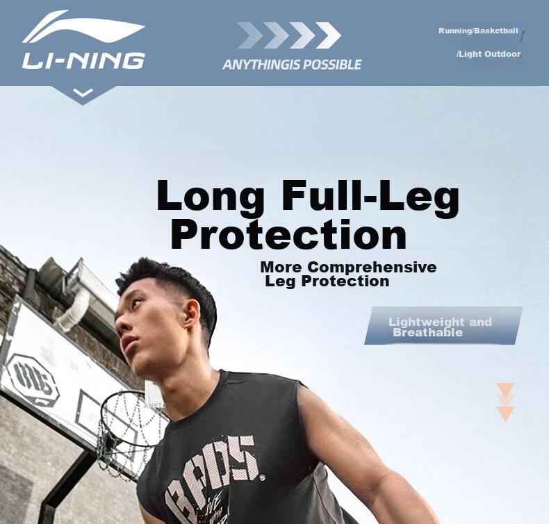 Li-Ning Basketball Leg Sleeves Thigh and Calf Compression Sleeves Long Breathable Knee Support for Men Running Sports 1