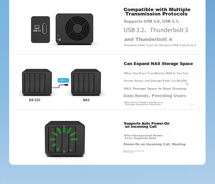 TERRA MASTER D4-320 4-Bay Hard Drive Enclosure Type-C High-Quality Multi-Bay Hard Drive Dock (USB 3.2 10Gbps, Compatible with NAS Expansion Storage) 11