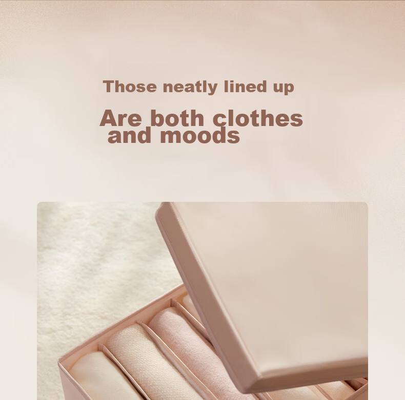 EACHY Clothes and Pants Storage Box Wardrobe Organizer Divider Jeans Storage Box Almond Pink - 7 Compartments 4