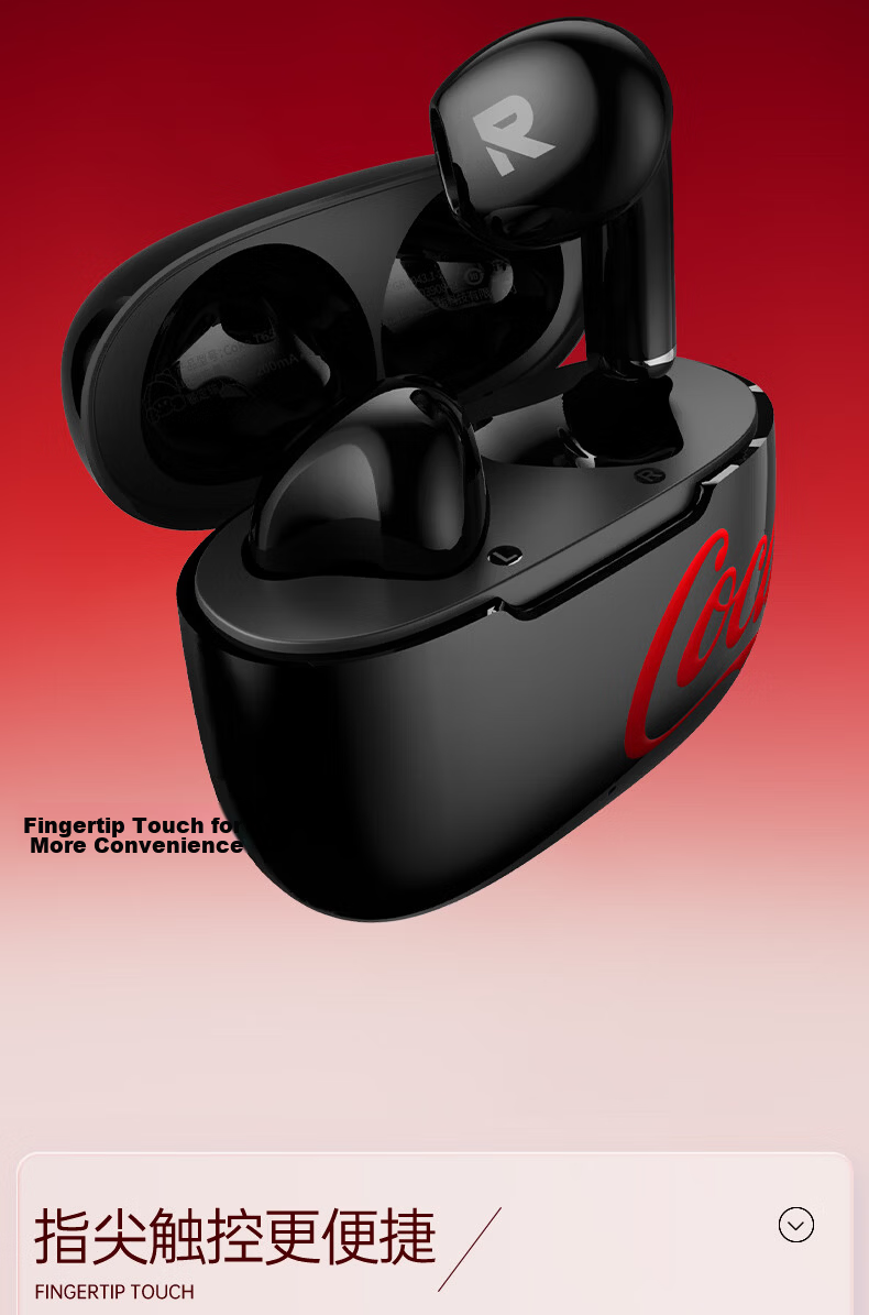 Coca-Cola T65 Bluetooth Earphones, Semi-In Design, High-Quality Sound, Long Battery Life, Sports And Gaming Wireless Headphones, Latest 2026 Model, Suitable As A Gift for Men And Women, Compatible with Apple, Xiaomi, Huawei 8