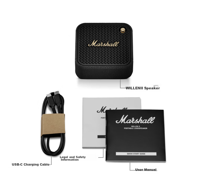 Marshall WILLEN II Portable Wireless Bluetooth Speaker 2nd Generation Home Outdoor Travel Birthday Gift for Men Black Gold 14