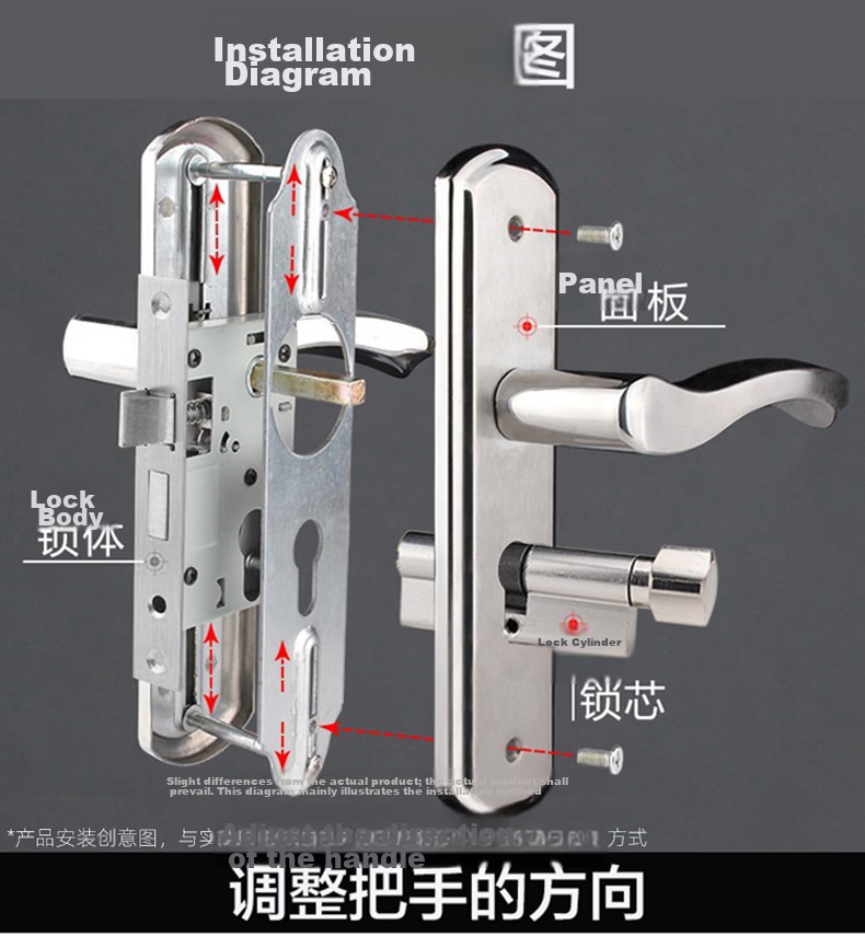 HOTUN Door Lock for Indoor Bedroom Doors, Adjustable Size, Suitable for Bathroom Solid Wood Doors, Universal Handle KTS01-160 12